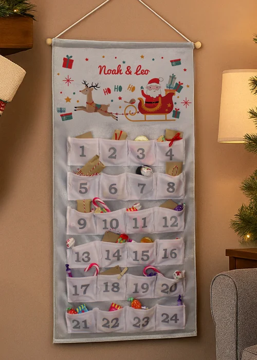 Personalised Memento Company Grey Santa Sleigh Advent Calendar - One Size Image 3