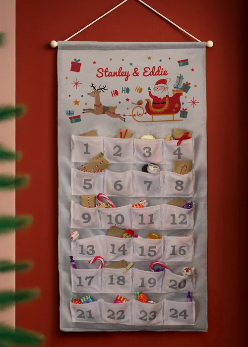 Personalised Memento Company Grey Santa Sleigh Advent Calendar - One Size Image 1