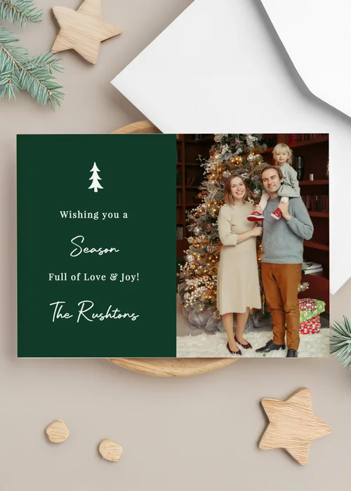 Personalised Memento Company Multi Photo Upload Pack of 10 Green Christmas Cards - One Size Image 6