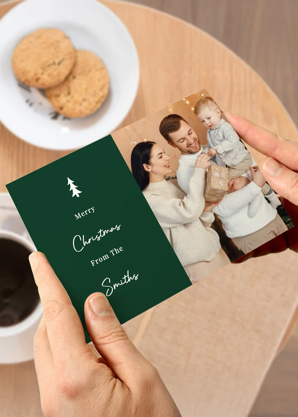 Personalised Memento Company Multi Photo Upload Pack of 10 Green Christmas Cards - One Size Image 5