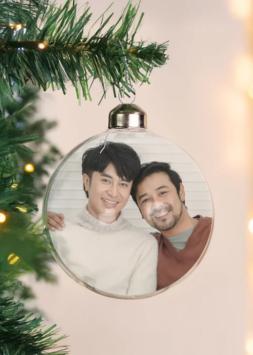Personalised Memento Company Clear Photo Upload Glass Bauble - One Size Image 3
