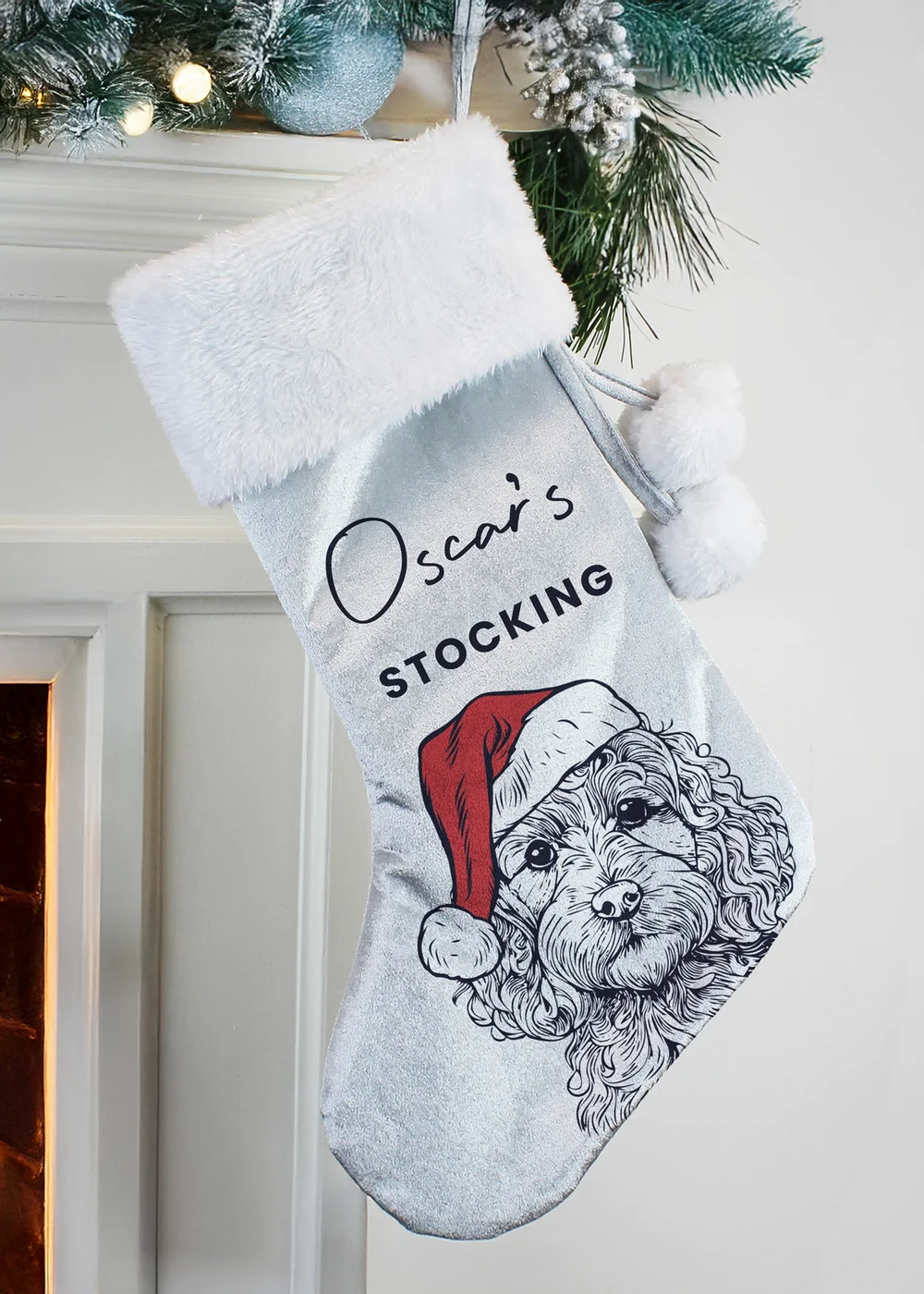 Personalised Memento Company Grey Dog Breed Christmas Stocking - One Size Image 5