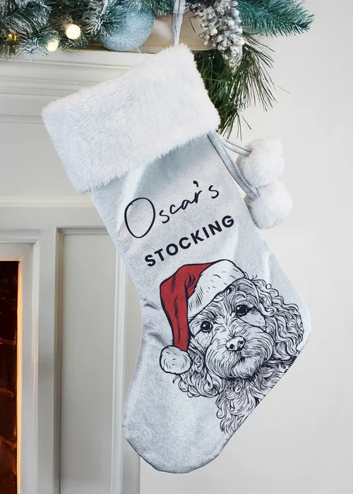 Personalised Memento Company Grey Dog Breed Christmas Stocking - One Size Image 5