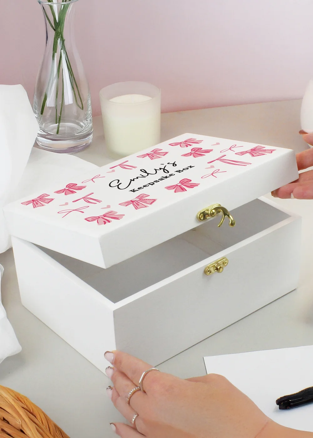 Personalised Memento Company White Bow Storage Box - One Size Image 5