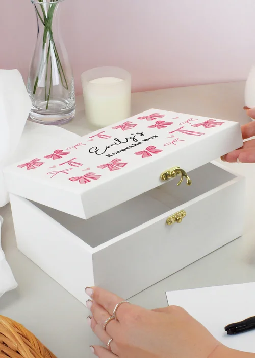 Personalised Memento Company White Bow Storage Box - One Size Image 5