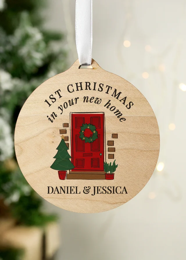 Personalised Memento Company Brown New Home Round Wooden Decoration