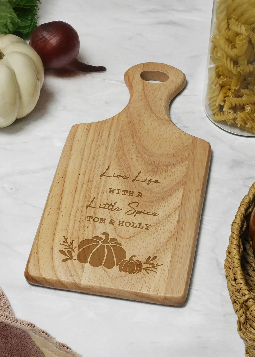Personalised Memento Company Brown Pumpkin Paddle Chopping Board - One Size Image 2