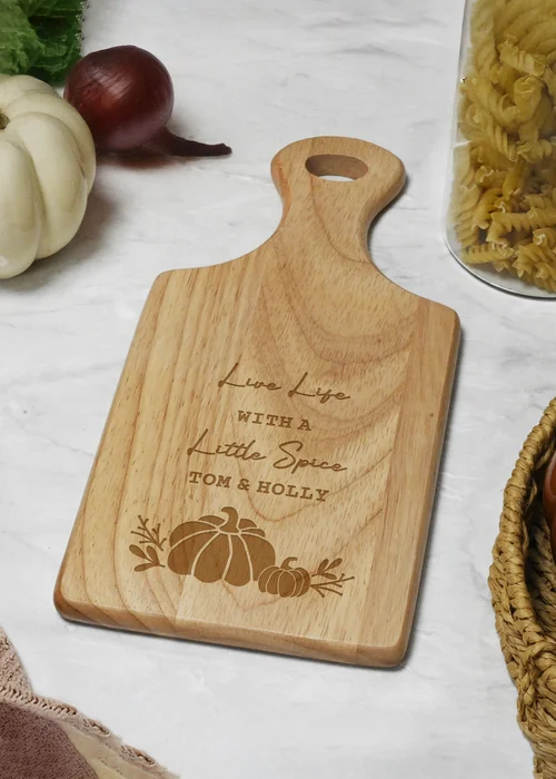 Personalised Memento Company Brown Pumpkin Paddle Chopping Board - One Size Image 2