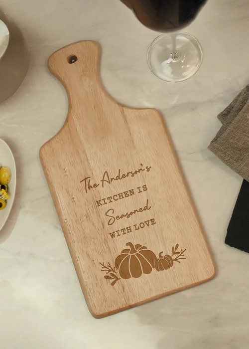 Personalised Memento Company Brown Pumpkin Paddle Chopping Board - One Size Image 1