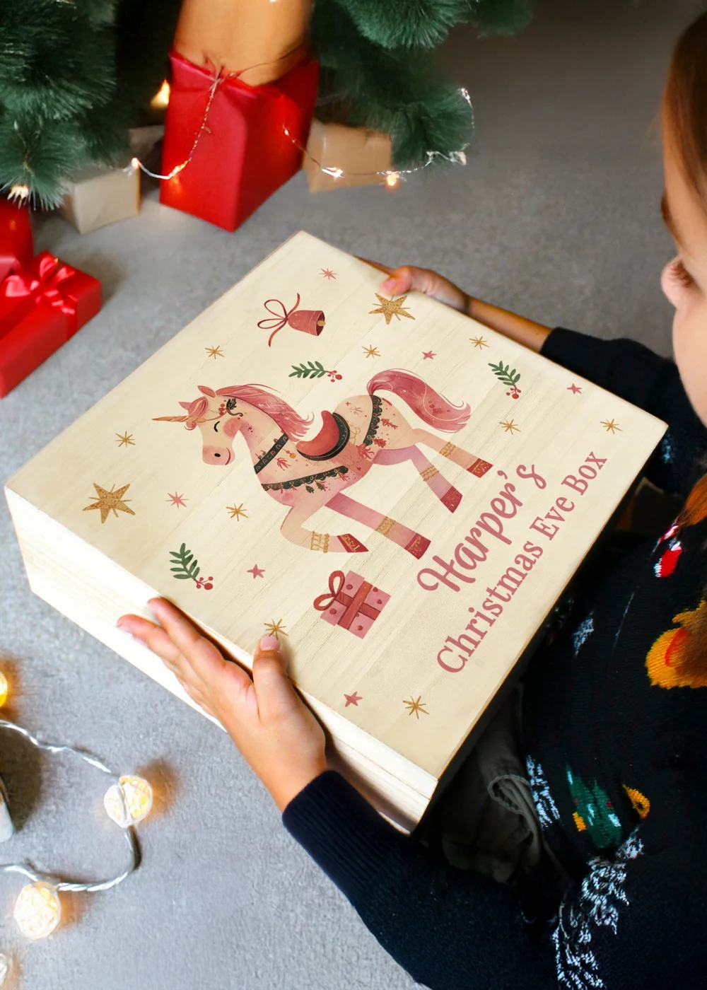Personalised Memento Company Brown Unicorn Christmas Eve Box - One Size Image 3