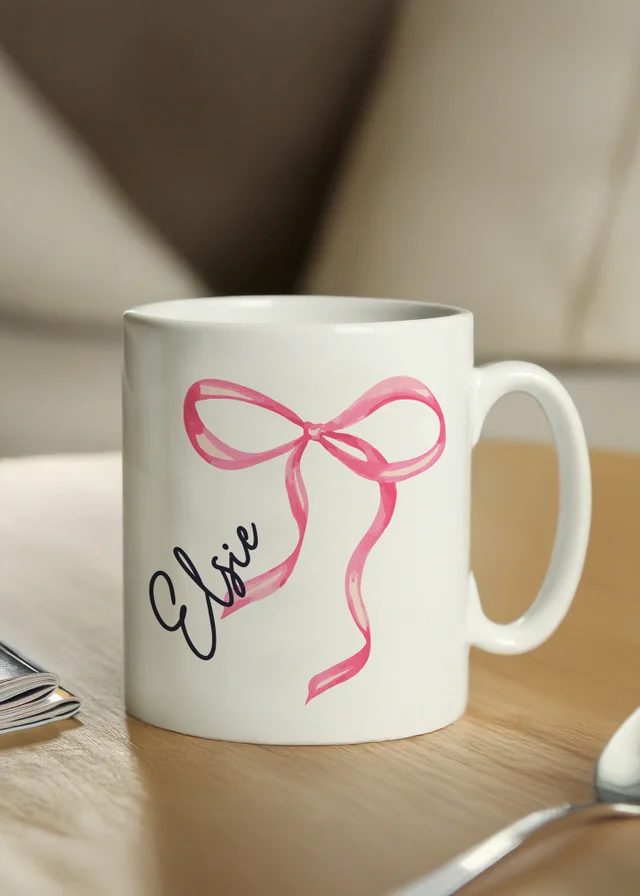 Personalised Memento Company White Bow Mug