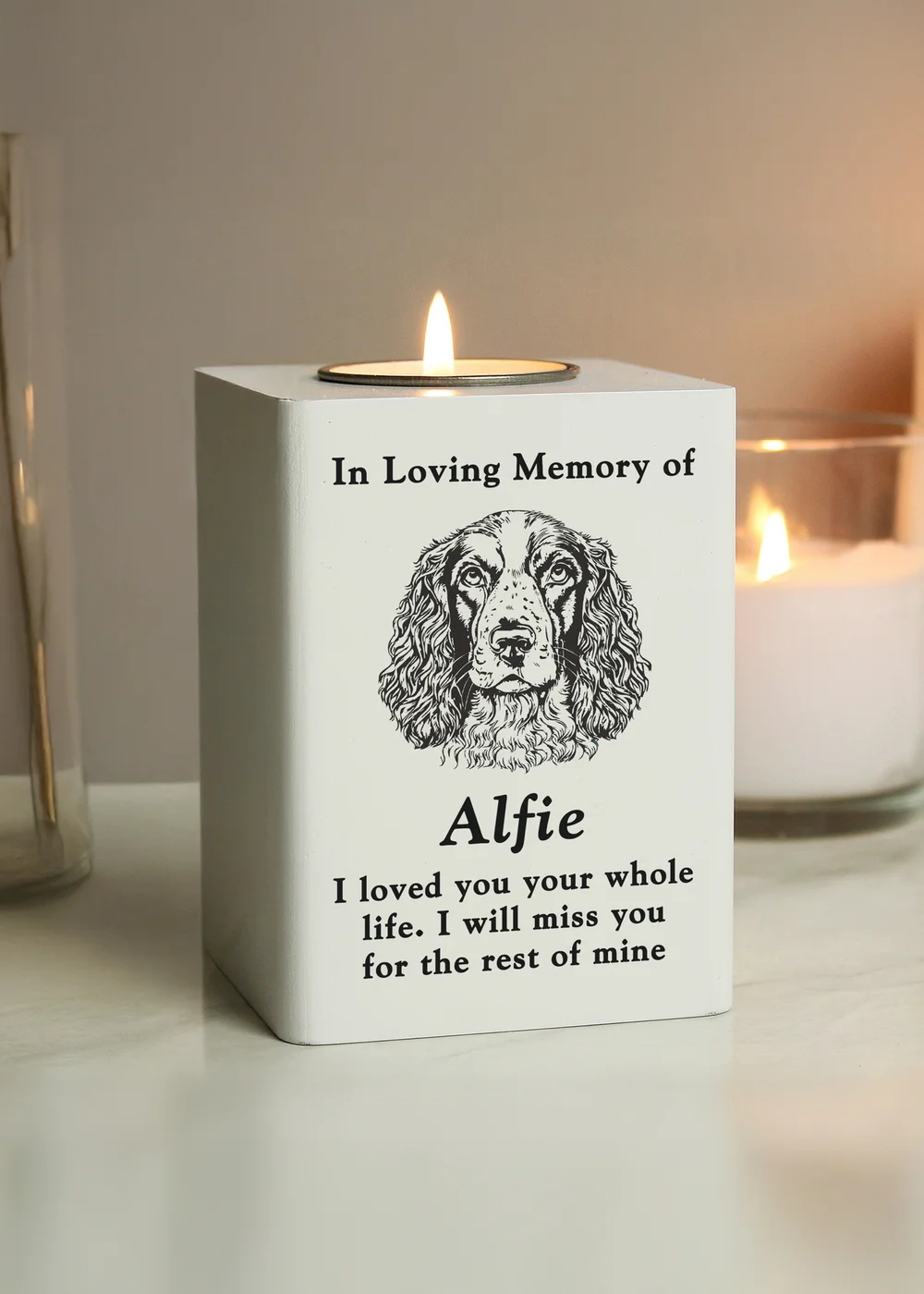 Personalised Memento Company White Dog Breed Memorial Tealight Holder - One Size Image 5