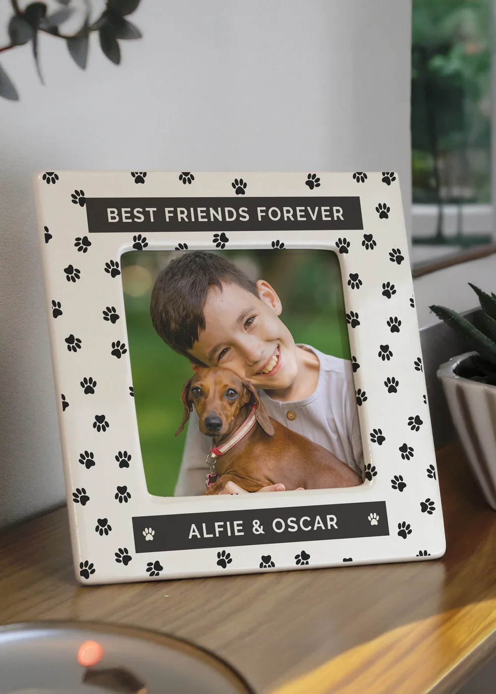 Personalised Memento Company White Pet Paw Print Ceramic 4x4 Frame - One Size Image 1