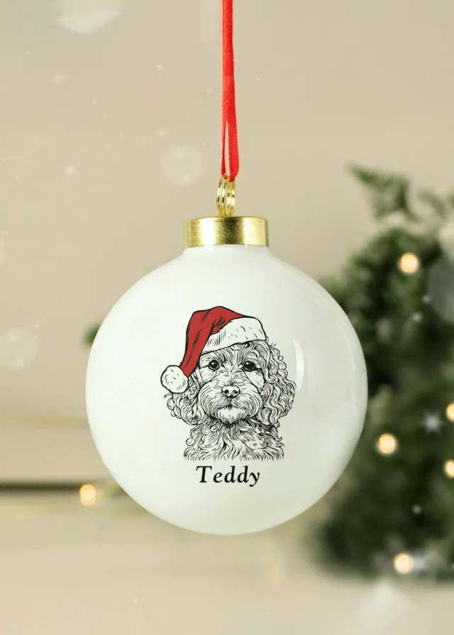 Personalised Memento Company White Dog Breed Christmas Bauble