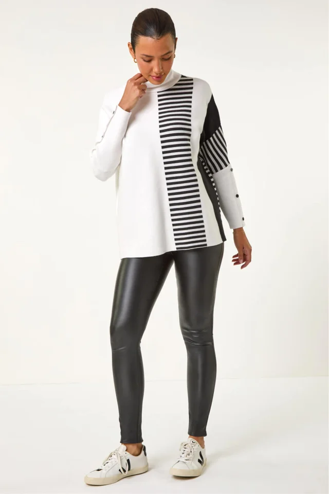 Roman Ivory Stripe Colour Block Jumper