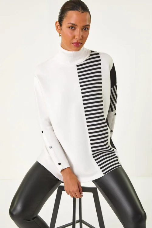 Roman Ivory Stripe Colour Block Jumper - 20 Image 1