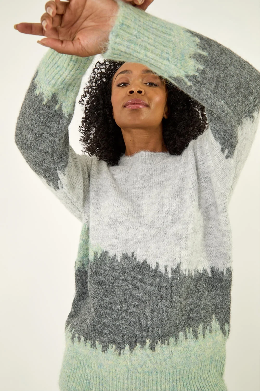 Roman Grey Petite Abstract Knit Jumper - 18 Image 3