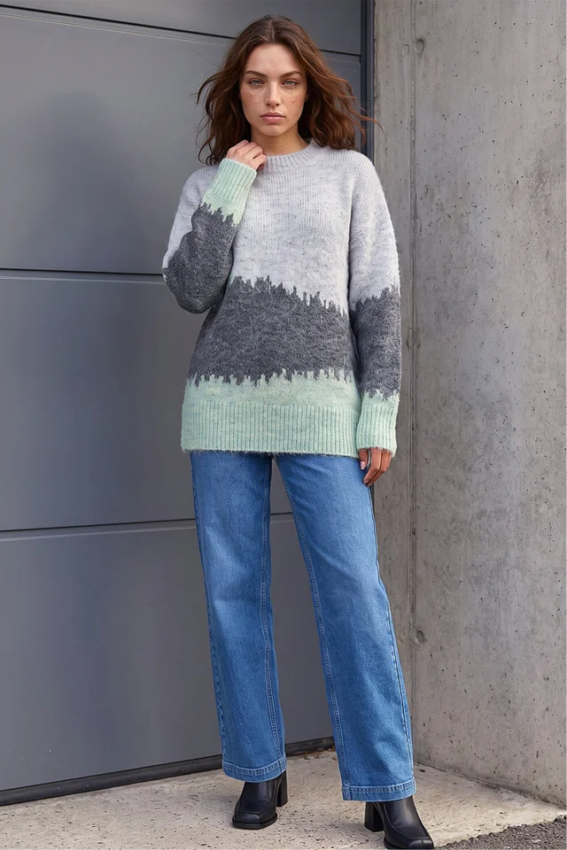 Roman Grey Petite Abstract Knit Jumper