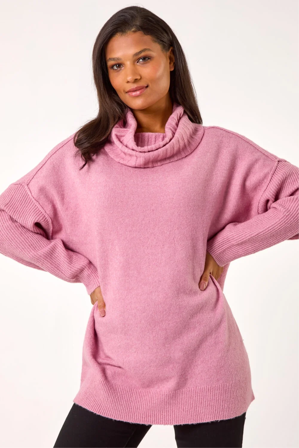 Roman Light Pink Relaxed Roll Neck Jumper - 12 Image 1