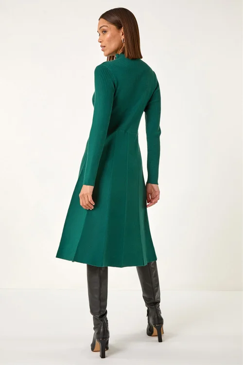 Roman Green Button Detail Knitted Dress - 18 Image 3