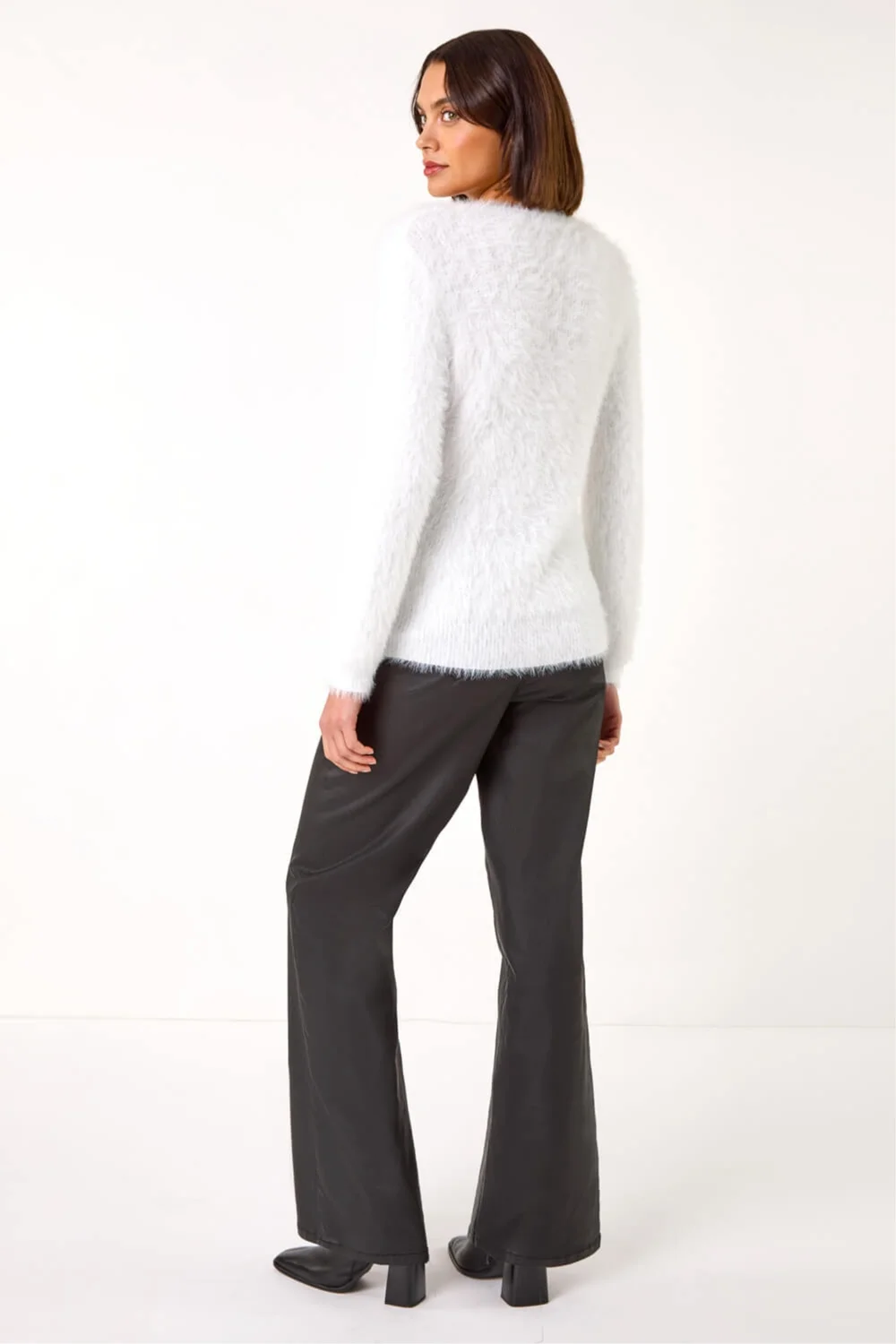Roman Ivory Embellished Fluffy Knit Jumper - 16 Image 3