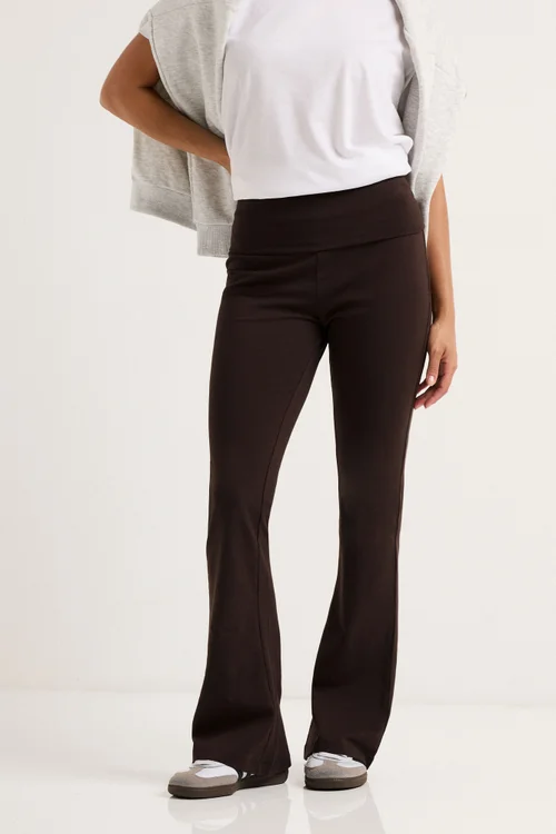 PixieGirl Petite Chocolate Brown Fold Over Flared Leggings - 18/l27 Image 2
