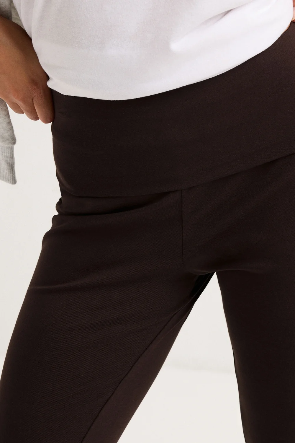 PixieGirl Petite Chocolate Brown Fold Over Flared Leggings - 18/l27 Image 4