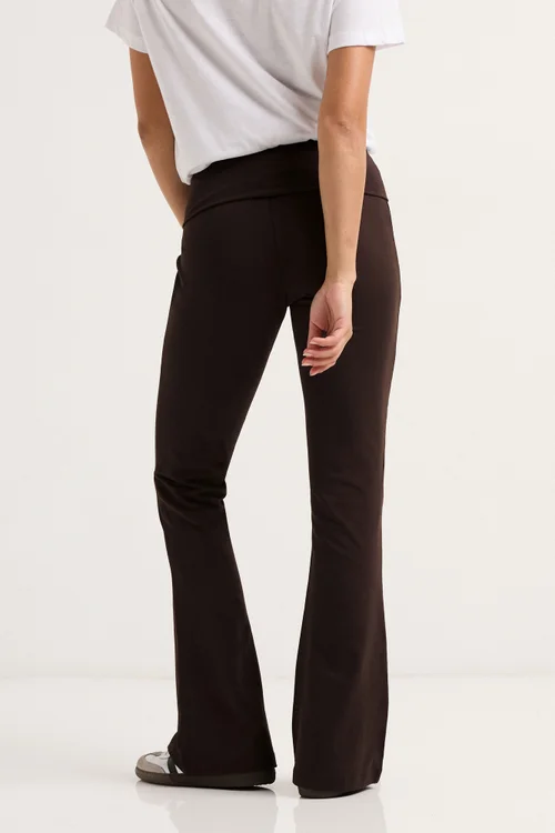 PixieGirl Petite Chocolate Brown Fold Over Flared Leggings - 18/l27 Image 3