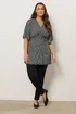Evans Curve Black & White Polka Dot Twist Front Top - Size 26-28 Clothing Image 3