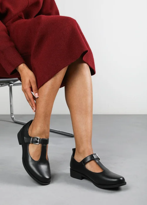 Where's That From Natalie Black PU Extra Wide-Fit Mary Janes Loafers - 4 Image 3