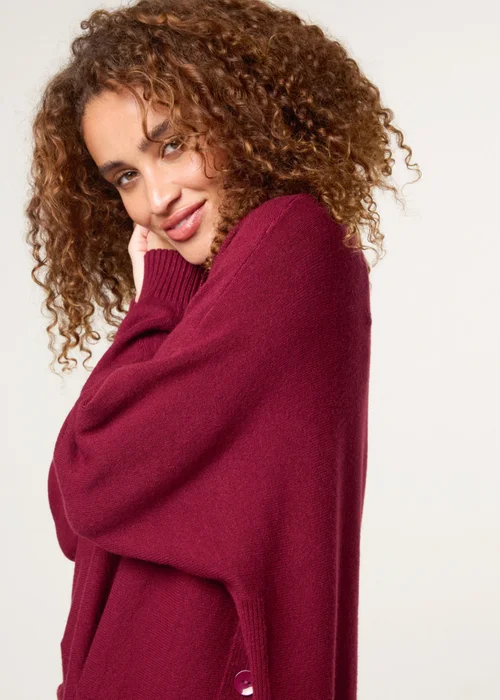 Blue Vanilla Burgundy Pocket Slash Neck Jumper - One Size Image 3