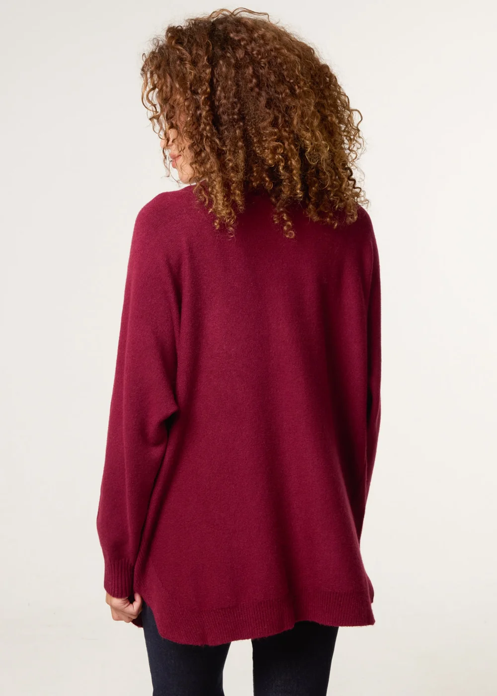 Blue Vanilla Burgundy Pocket Slash Neck Jumper - One Size Image 4