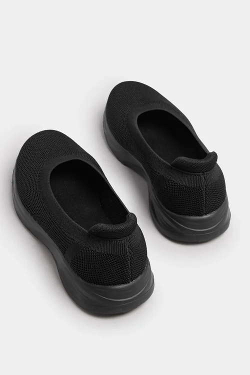Yours Black Slip On Knit Trainers In Extra Wide EEE Fit - 4 Extra Wide Image 4