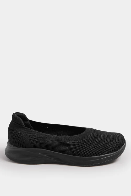 Yours Black Slip On Knit Trainers In Extra Wide EEE Fit - 4 Extra Wide Image 3
