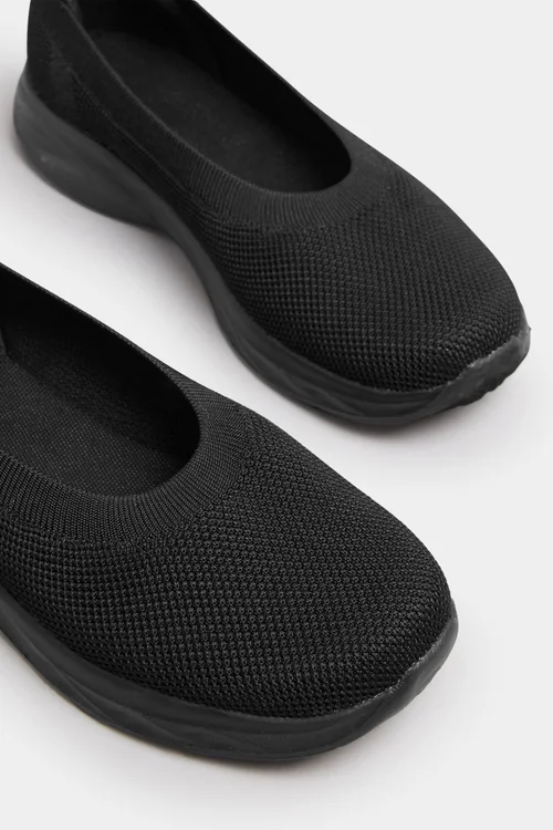 Yours Black Slip On Knit Trainers In Extra Wide EEE Fit - 4 Extra Wide Image 5
