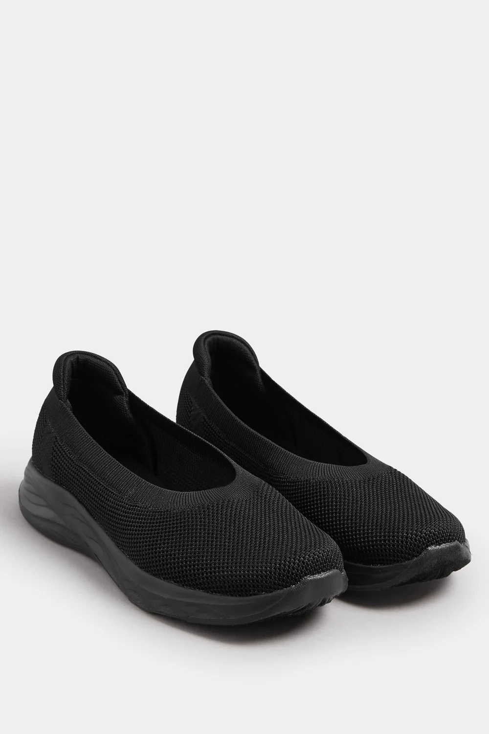 Yours Black Slip On Knit Trainers In Extra Wide EEE Fit - 4 Extra Wide Image 2