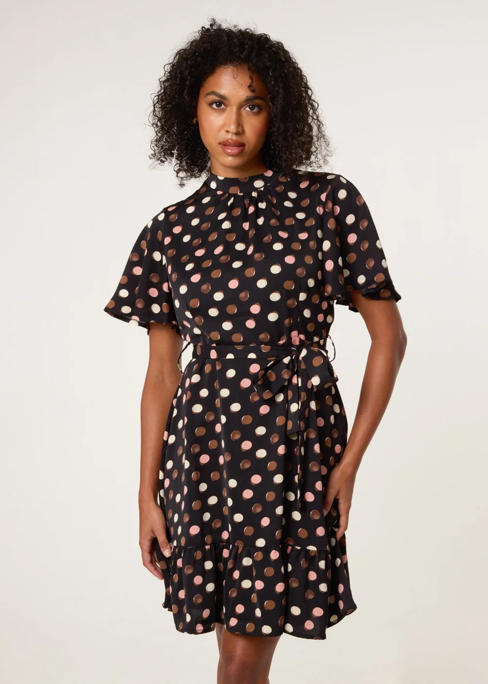 Blue Vanilla Multi Polka Dot High Neck Flippy Dress - 18 Image 4
