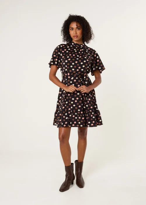 Blue Vanilla Multi Polka Dot High Neck Flippy Dress - 18 Image 2