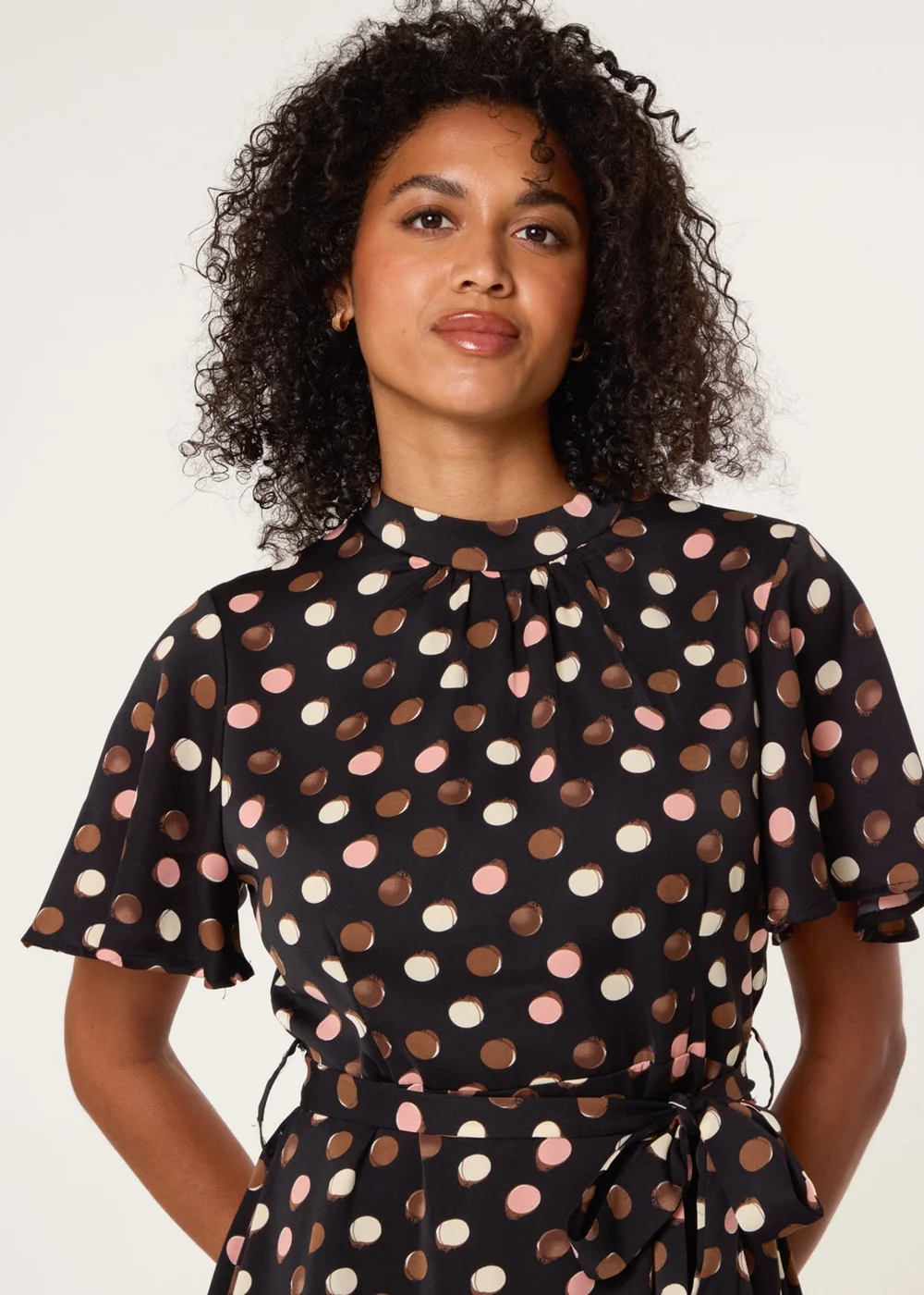 Blue Vanilla Multi Polka Dot High Neck Flippy Dress - 18 Image 3