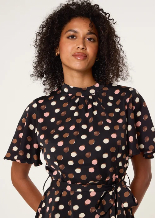 Blue Vanilla Multi Polka Dot High Neck Flippy Dress - 18 Image 3