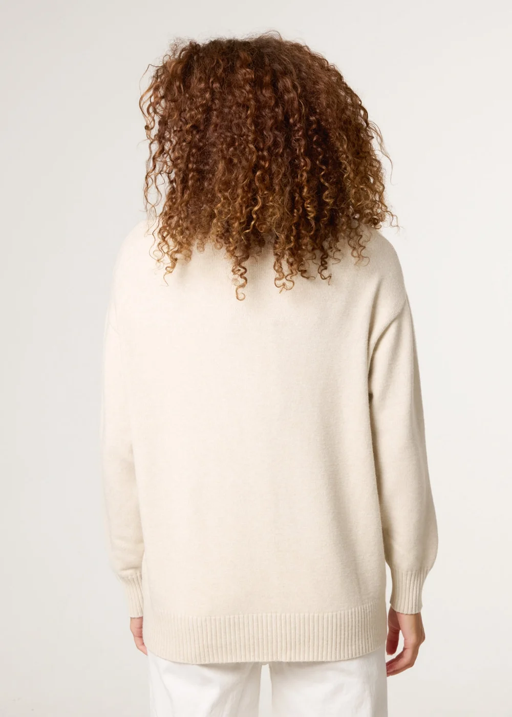 Blue Vanilla Beige Argyle Stitch Detail Jumper - L/XL Image 4