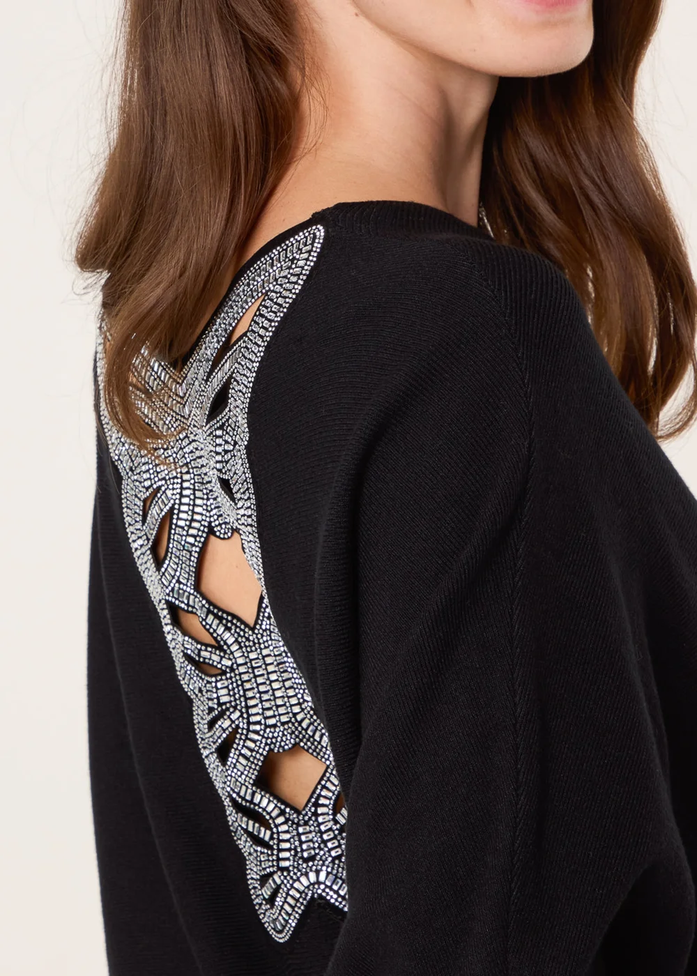 Blue Vanilla Black Batwing Jumper With Back Diamante Detailing - M/L Image 3