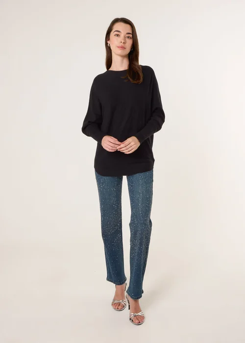 Blue Vanilla Black Batwing Jumper With Back Diamante Detailing - M/L Image 4