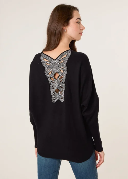 Blue Vanilla Black Batwing Jumper With Back Diamante Detailing - M/L Image 1