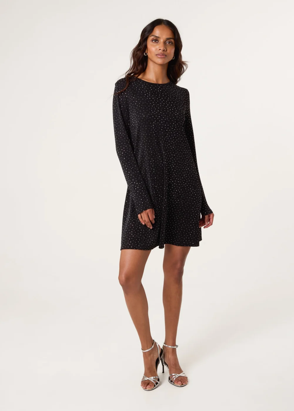 Blue Vanilla Black Shimmery Diamante Swing Dress - L Image 2