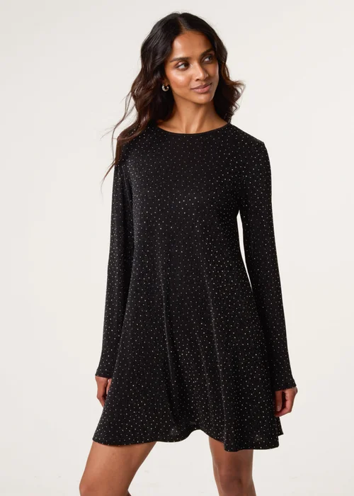 Blue Vanilla Black Shimmery Diamante Swing Dress - L Image 1