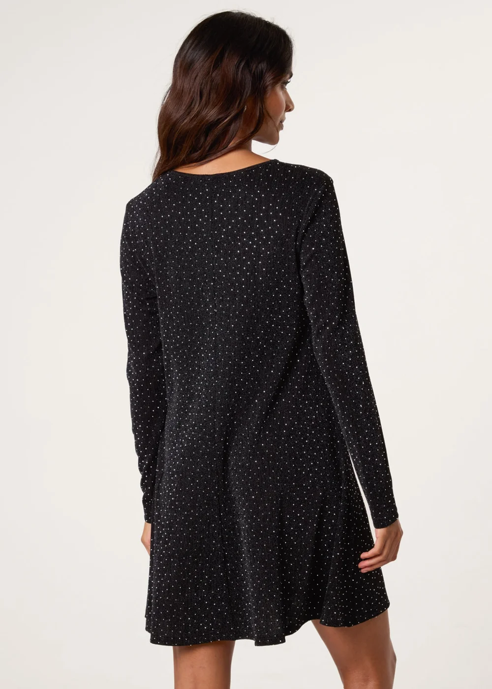 Blue Vanilla Black Shimmery Diamante Swing Dress - L Image 4