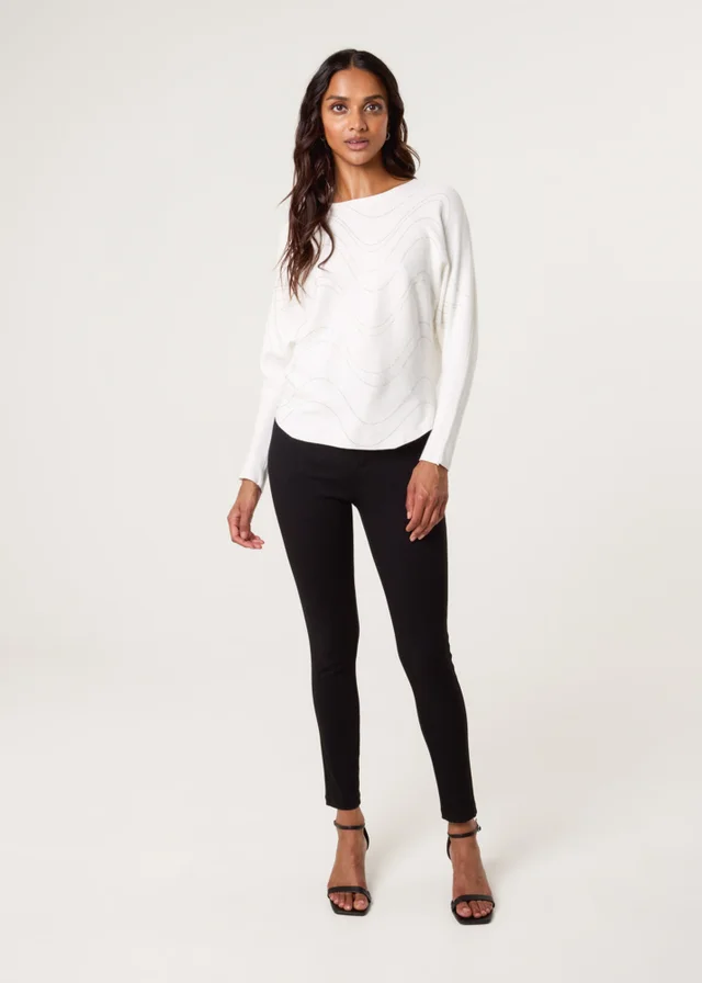 Blue Vanilla Ivory Rhinestone Jumper