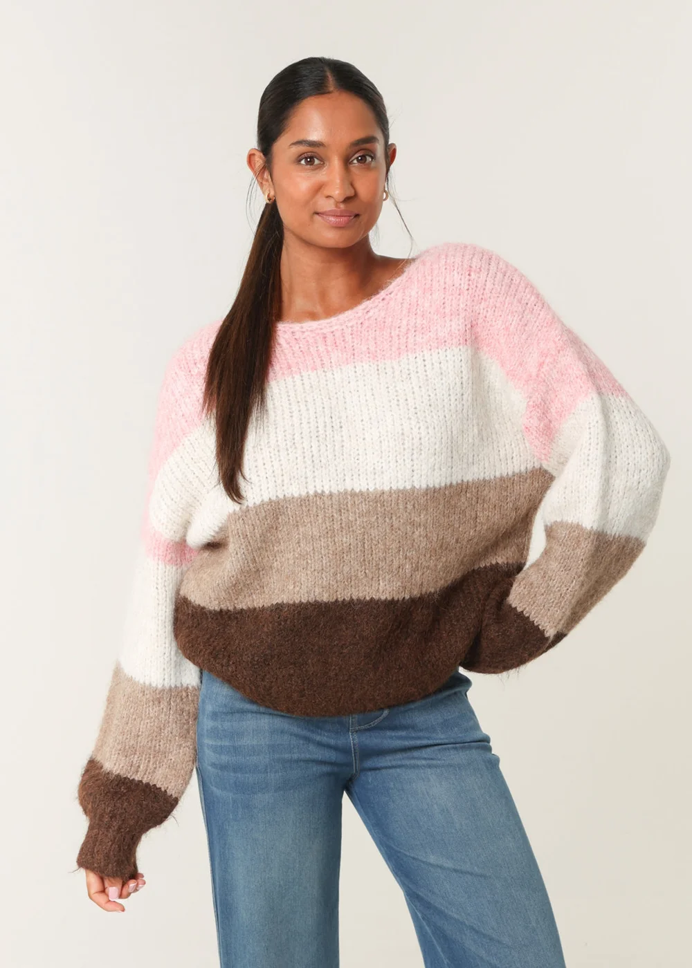 Blue Vanilla Pink Multi Stripe Knit Jumper - S/M Image 2
