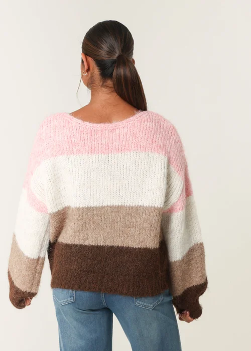 Blue Vanilla Pink Multi Stripe Knit Jumper - S/M Image 5